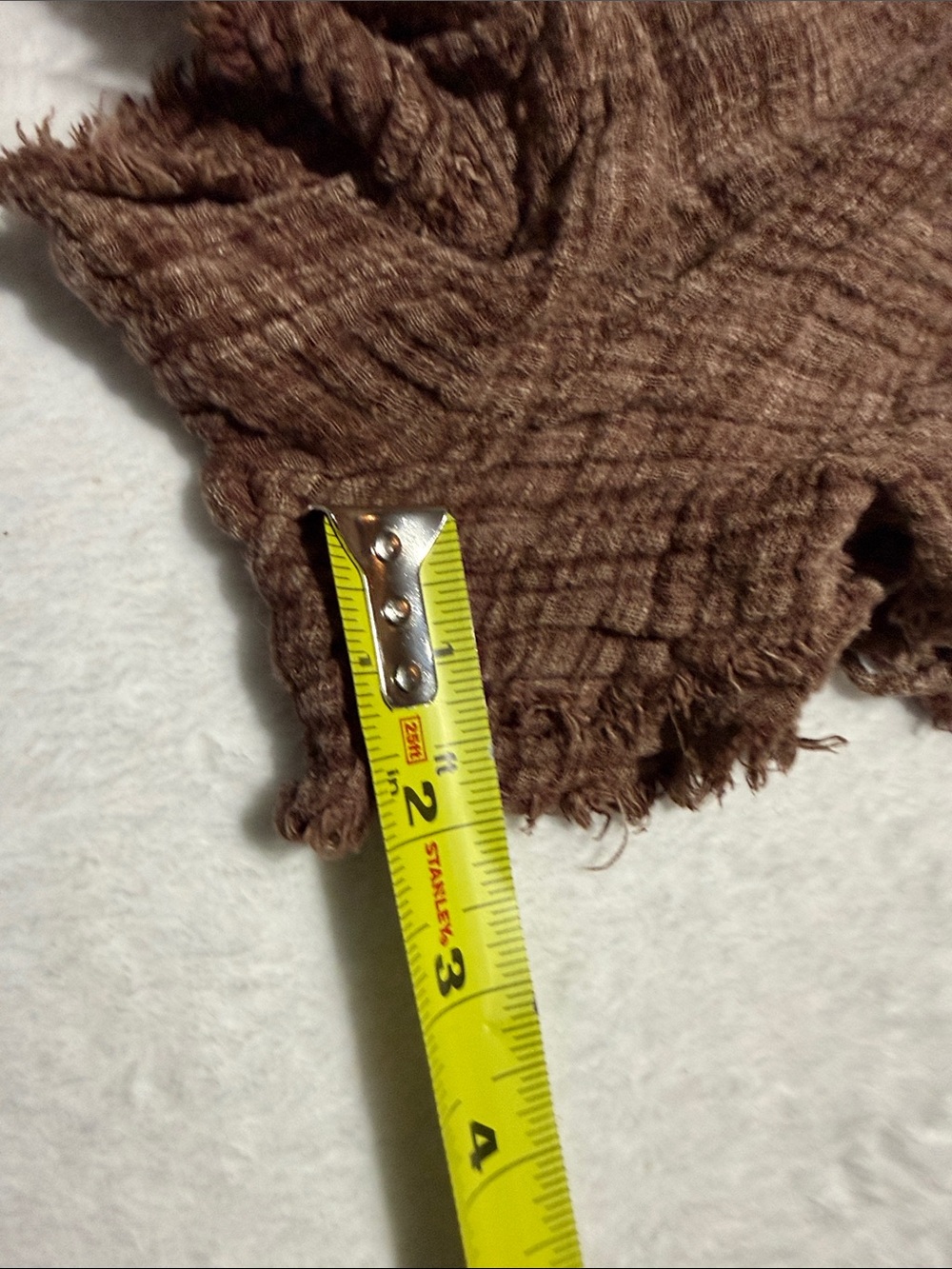 High-Waist Brown Textured Ruffle-Hem Shorts - Picture 7 of 10